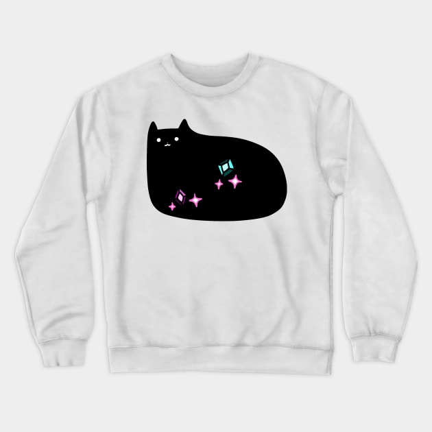 Sparkly Jewel Black Cat Crewneck Sweatshirt by saradaboru